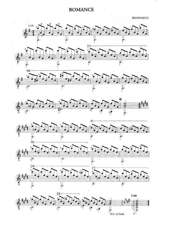 Spanish romance sheet music guitar pdf